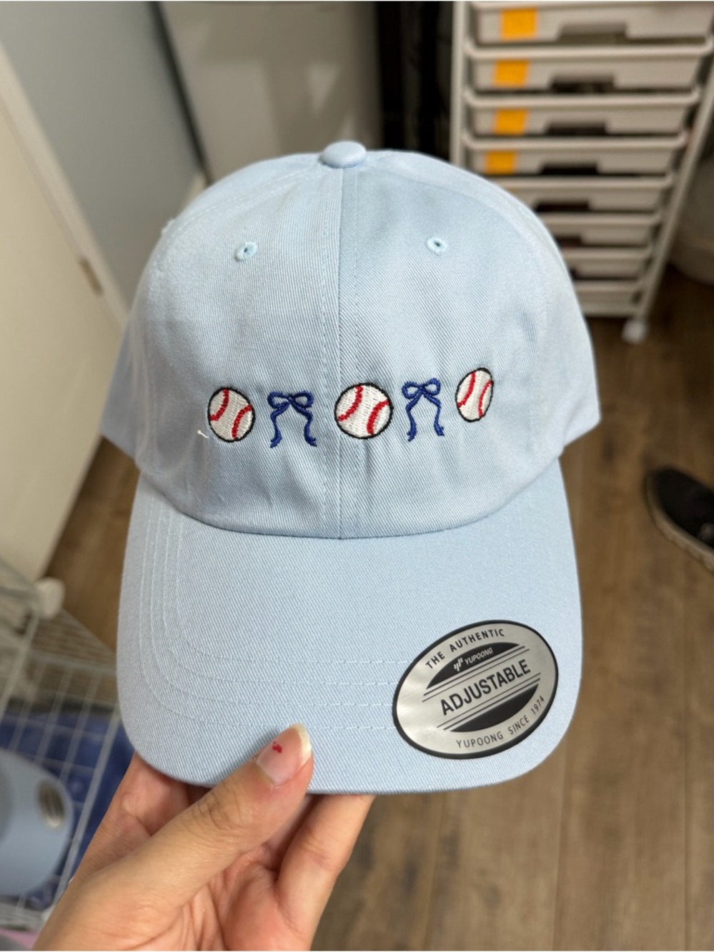 Light Blue Baseball Cap with Embroidered Design